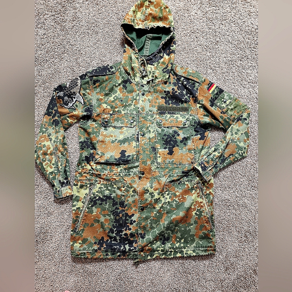 Vintage Scharrer German Military Uniform Camo Jacket Parka UniSex 1997 Koi Patch - Picture 4 of 13